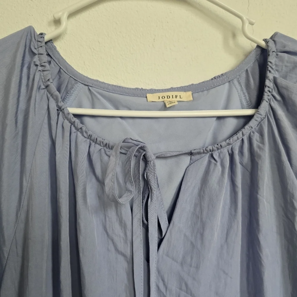 Jofifl Light Blue Solid Short Sleeve Pocketed Dress Large - Picture 5 of 13